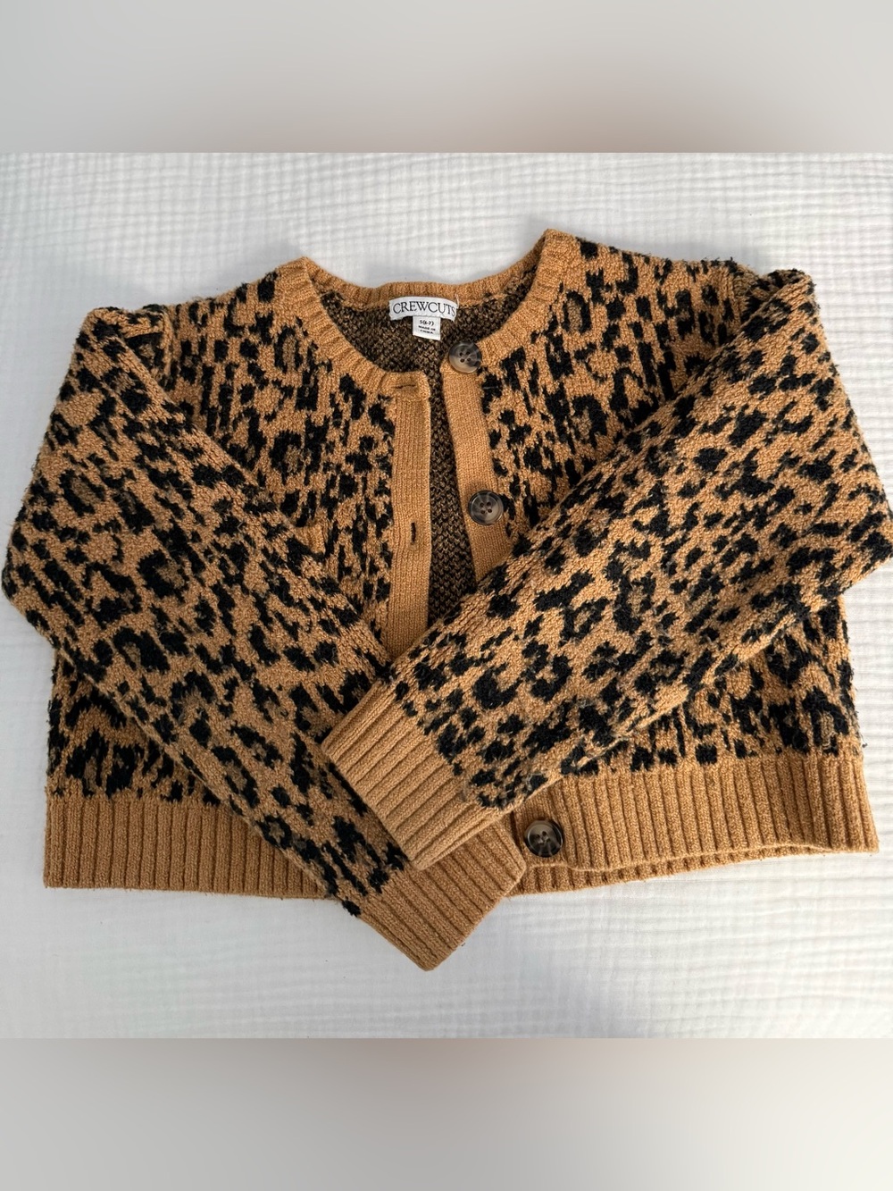 Crewcuts Cropped Leopard Print Cardigan Size S (6-7)